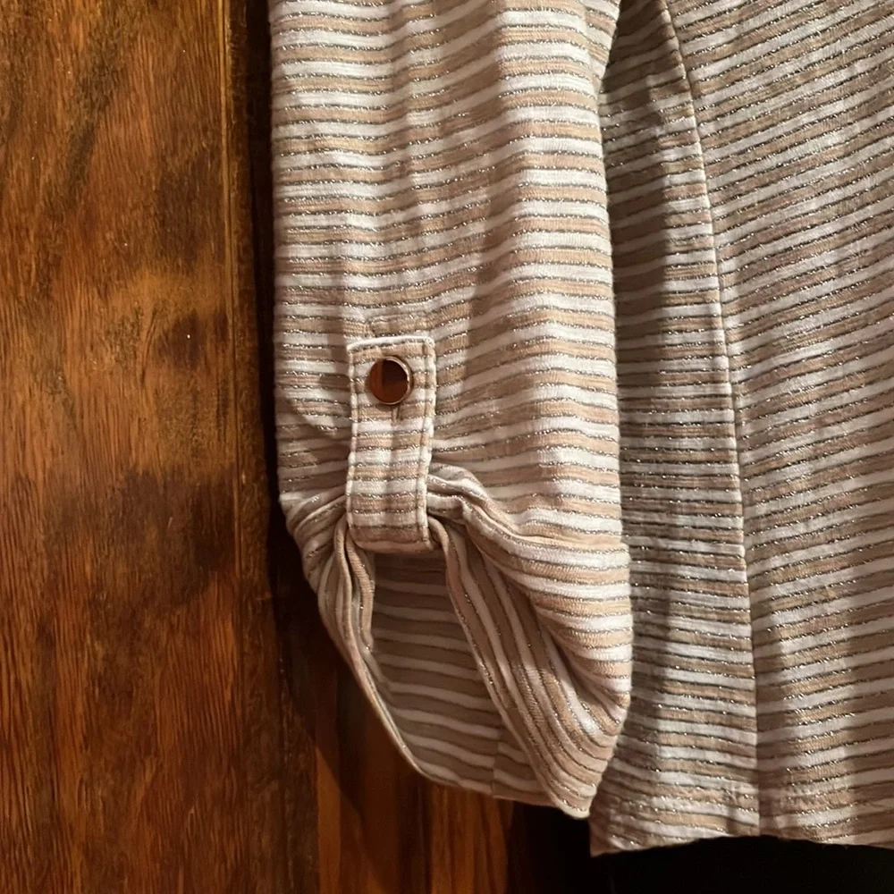Chico’s Gold & Silver Striped Long Sleeve Tunic